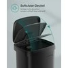Songmics 50 litrų metalinė šiukšlių dėžė su dangčiu, juoda