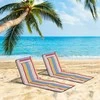 Outsunny paplūdimio kilimėlis, 2 vnt. sulankstomų paplūdimio gultų rinkinys su pagalve, 5 padėčių reguliuojamas paplūdimio čiužinys su nešiojimo krepšiu, plienas, daugiaspalvis, 134 x 48 x 33-43 cm
