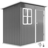 Outsunny sodo namelis 2,55 m², sodo sandėliukas su vienšlaičiu stogu, 221 x 133 x 190/173 cm, rakinamas įrankių namelis su langu, plieno sandėliukas dviračiams, tamsiai pilkas