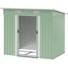 Outsunny Metalinis sodo namelis įrankiams 2,3 m², 207 x 130 x 182 cm, šlaitinis stogas, langas, pamatas, stumdomos durys, atsparus oro sąlygoms, lauko sodo namelis kiemui, žalias