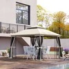 Outsunny Sodo pavėsinė su 4 x šonine sienele - smėlio spalvos 2,99 x 2,99 x 2,74 m