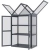 "Outsunny Cold Frame" mini šiltnamis 3 lygių šiltnamio augalų lova su atlenkiamu stogu Medinės dvigubos durys Natūralus 70,5 x 42 x 132 cm