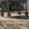 Outsunny 200 kg keliamosios galios dviejų lygių sodo vežimėlis su nuimamu tentu, rankena, ratais, sukama ašimi, sulankstomas, sodo karutis, įrankių vežimėlis namams, sodui, juodas