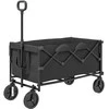 Outsunny sodo vežimėlis 100 kg apkrovai, sulankstomas, išplečiamas transportavimo vežimėlis su nuimamu tentu, rankena, ratais, bolerių vežimėlis, rankinis vežimėlis, sodo karutis, 160 litrų įrankių vežimėlis namams, sodui, juodas