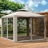 "Outsunny" sodo pavėsinė 3x3x2,6 m dydžio pavėsinė su 4 šoninėmis sienelėmis, atspari oro sąlygoms, metalinis poliesteris, pilka spalva