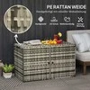 Outsunny rotango pagalvėlių dėžė 350L, 2-jų lygių, atspari oro sąlygoms, pagalvėlių dėžė su dangčiu, pakėlimo strypais, nešimo rankenomis, atspari UV spinduliams, sodo dėžė, daiktadėžė, sodo skrynia sodui, terasai, balkonui, 118x57x69 cm, mišriai pilka