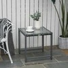 Outsunny® sodo stalas, šoninis staliukas su grūdinto stiklo stalviršiu, poliratanas + aliuminis