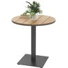 Outsunny Apvalus Lauko Stalas Ø70 cm, Atsparus Oro Sąlygoms, Plieninis Valgomojo Stalas su Juostiniu Dizainu, Kempingo / Šoninis Staliukas Terasai, Balkonui, Sodui, Natūralios Medienos Spalvos