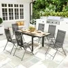 "Outsunny" sodo stalas Išplečiamas aliuminis 80/160x80 cm Oro sąlygoms atsparus balkono stalas Neslystantis bufeto stalas Stalas 6 žmonėms Stalas kieme Lauko stalas Lauko valgomasis stalas sode, terasoje, balkone Natūrali mediena