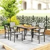 "Outsunny" sodo stalas Išplečiamas aliuminis 80/160x80 cm Oro sąlygoms atsparus balkono stalas Neslystantis bufeto stalas Stalas 6 žmonėms Stalas kieme Lauko stalas Lauko valgomasis stalas sode, terasoje, balkone Natūrali mediena