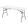 Outsunny sulankstomas sodo stalas, 180 x 74 cm, atsparus oro sąlygoms, bufetinis stalas su nešiojimo rankena, sulankstomas kempingo stalas sodui, terasai ir balkonui, baltas