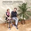 "Outsunny" 2 vietų sodo suolas iš poliratano, atsparus atmosferos poveikiui, rotango pynimo dizaino suolas, UV spinduliams atsparūs sodo baldai su atlošais, parko suolas, pakraunamas 260 kg, skirtas balkonui, terasai, sodui, 126x72x83 cm, chaki spalvos