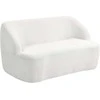 HOMCOM Dvivietė minkšta sofa, lenktas dizainas, su flisiniu apmušalu, skirta svetainei, miegamajam, namų biurui, kreminė balta