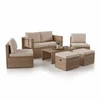 Sofa Juskys Lauko baldų komplektas Salou kreminės/smėlio spalvos