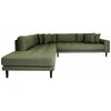 House Sofa, Lido kampinė, alyvinė žalia, juodos spalvos kojos