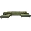 House Sofa, Lido U-sofa su atviru galu, alyvinė žalia &amp; juodos medinės kojos