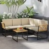 Sofa Promotions Sofų komplektas, 4 dalių L formos su šoniniu staliuku, 64.8x120.7x66 cm, ruda