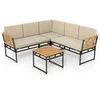 Sofa Promotions Sofų komplektas, 4 dalių L formos su šoniniu staliuku, 64.8x120.7x66 cm, ruda