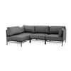 Sofa Sitsit Lauko moduliniai baldai, DANDY 3 + vienas modulis, 156x234 cm, tamsiai pilka spalva