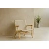 Venture Design Fotelis 61x45 cm smėlio spalvos balinto medžio poliesterio virvė guma