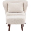 Sofa Venture Design Fotelis Ryxö su pakoja, baltas poliesteris-buklė, rudos medinės kojos