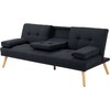 HOMCOM Sofa-lova, 3 vietų sofa-lova su atlenkiamu staliuku, puodelio laikiklis, lininės išvaizdos sofa-lova, skandinaviško dizaino, pakraunama iki 250 kg, skirta svetainei, pilka