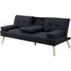 HOMCOM sofa-lova, 3 vietų išskleidžiama sofa su atlenkiamu staliuku, puodelių laikikliais, sofos lova su lino imitacijos audiniu, skandinaviško dizaino, išlaikanti iki 250 kg svorį, svetainei, pilka