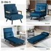 HOMCOM Sofa lova Atpalaiduojamasis fotelis Lovos funkcija Svečių lova Aksominės nugaros pagalvėlės Reguliuojamas atlošas Mėlyna 63x73x81cm