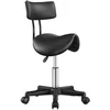 Songmics Balno formos taburetė, juodos spalvos PU oda, aukštis reguliuojamas, 56x56x68,5-82,5 cm