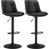 Songmics Baro kėdės, aukščio reguliavimas, sukamasis, dygsniuotas PU užvalkalas, su atlošu ir pakoju, 42,9x48,1x93,1-114,1 cm, juodos spalvos, plienas