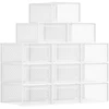 Songmics Batų dėžės su durelėmis, skaidrios baltos, 33,5 × 23,2 × 14,3 cm, 12 vnt.