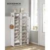 Songmics Batų lentyna 82x32x152 cm balta plastikas