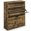 Songmics Batų spintelė, 2 durelės, atviras skyrius vintage ruda 24x80x102 cm