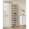Songmics Batų stovas 45x28x173 cm Pilkas metalinis rėmas