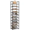 Songmics Batų stovas 45x28x173 cm Pilkas metalinis rėmas