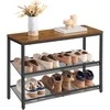Songmics Batų stovas 76x28x53 cm Rudas Juodas Metalas Mediena