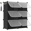 Songmics Batų stovas 82x32x92 cm Juodas plastikinis laikymo sprendimas