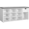 Songmics Batų suoliukas 104x30.5x48 cm Balta Pilka Su saugojimo vieta