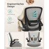 Songmics Biuro kėdė su ergonomine supimo funkcija, porankiais, balandiškai pilka