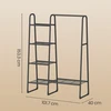 Songmics Drabužių stovas su 5 lentynomis 40x101,7x153,3 cm juodas