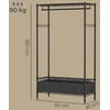 Songmics Drabužių kabykla su lentynomis 40x90x180 cm juoda