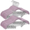SONGMICS Kelnės pakabos, 12 vnt. rinkinys, 42,5 cm aksominės pakabos su reguliuojamais spaustukais, tvirtos, neslystančios ir kompaktiškos, skirtos kelnėms, sijonams, striukėms, suknelėms, marškinėliams su petnešėlėmis, baltos spalvos
