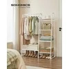 Songmics Drabužių stovas 101,7x40x153,3 cm baltos spalvos plieno laikymo sprendimas