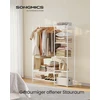 SONGMICS metalinis drabužių stovas 29 x 112 x 158,4 cm su lentynomis, matinis baltas