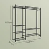Songmics Drabužių stovas 30x124.8x157.1 cm Juodas plienas