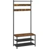 Songmics Drabužių stovas 64x32.2x180 cm Juodas Rudas suoliukas plienas