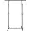 Songmics Drabužių stovas reguliuojamas, dviguba bėgelė, 87-150x52x166 cm, pilkas, anglies plienas