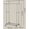Songmics Drabužių stovas reguliuojamas, dviguba bėgelė, 87-150x52x166 cm, pilkas, anglies plienas