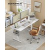 Songmics Elektrinis aukščio reguliuojamas stalas 160x70x72-120 cm baltas plienas