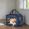 Songmics Augintinio transporto dėžė sulankstoma 50x35x35 cm tamsiai mėlyna